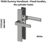 Interlock PEAK Dummy Handleset –Fixed handles, No cylinder holes, White