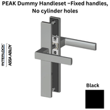 Interlock PEAK Dummy Handleset –Fixed handles, No cylinder holes, Black