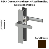 Interlock PEAK Dummy Handleset –Fixed handles, No cylinder holes, Dark Bronze