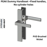 Interlock PEAK Dummy Handleset –Fixed handles, No cylinder holes, PVD Brushed Nickel