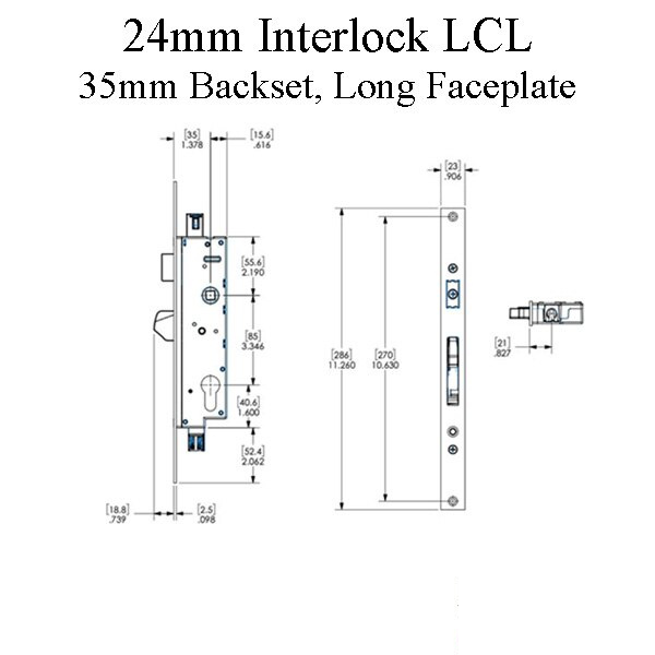 Lever Interlock Interlock Lever Compression Lock, 35/85 Long/Extended Faceplate