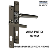 Interlock/Assa Abloy ARIA SWING DOOR HANDLE SET PATIO 92MM- PVD BRUSHED CHROME