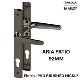 Interlock/Assa Abloy ARIA SWING DOOR HANDLE SET PATIO 92MM- PVD BRUSHED NICKLE