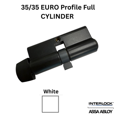 INTERLOCK Euro Profile Cylinder 35/35 Key outside / Small Thumbturn inside, White