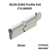 INTERLOCK Euro Profile Cylinder 35/35 Key outside / Small Thumbturn inside, Silver
