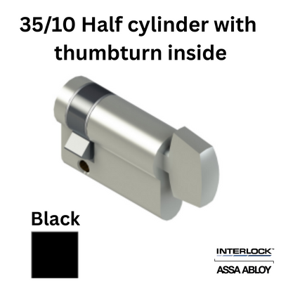 INTERLOCK Euro Profile Cylinder 35/10 Half cylinder with thumbturn inside - Black