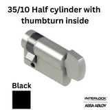 INTERLOCK Euro Profile Cylinder 35/10 Half cylinder with thumbturn inside - Black