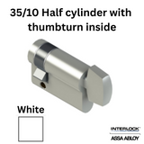 INTERLOCK Euro Profile Cylinder 35/10 Half cylinder with thumbturn inside - White