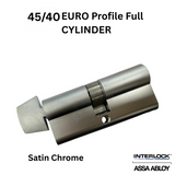 INTERLOCK Euro Profile Cylinder 45/40 Key outside / Small Thumbturn inside, Satin Chrome