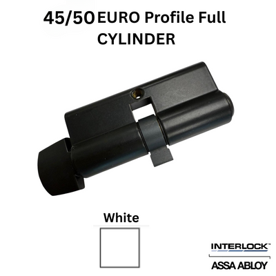 INTERLOCK Euro Profile Cylinder 45/50 Key outside / Thumbturn inside, White