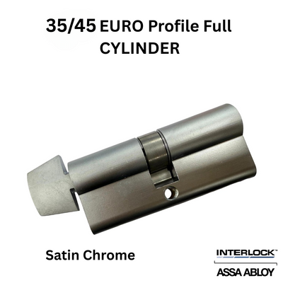 INTERLOCK Euro Profile Cylinder 35/45 Key outside / Thumbturn inside- Choose COLOR