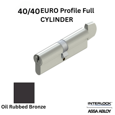 INTERLOCK Euro Profile Cylinder 40/40 Key outside / Small Thumbturn inside, Oil Rubbed Bronze