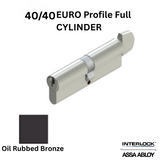 INTERLOCK Euro Profile Cylinder 40/40 Key outside / Small Thumbturn inside, Oil Rubbed Bronze