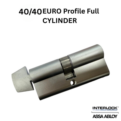 INTERLOCK Euro Profile Cylinder 40/40 Key outside / Small Thumbturn inside, Satin Chrome