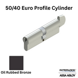 INTERLOCK Euro Profile Cylinder 50/40 Key outside / Thumbturn inside, OIL RUBBED BRONZE