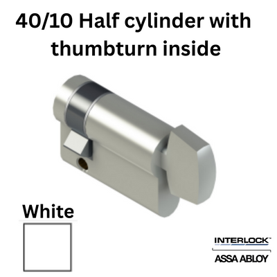 INTERLOCK Euro Profile Cylinder 40/10 Half cylinder with thumbturn inside - White