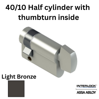 INTERLOCK Euro Profile Cylinder 40/10 Half cylinder with thumbturn inside - Light Bronze