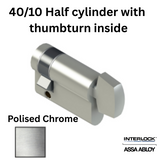 INTERLOCK Euro Profile Cylinder 40/10 Half cylinder with thumbturn inside - POLISHED CHROME