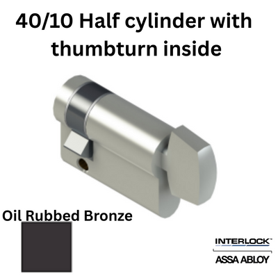 INTERLOCK Euro Profile Cylinder 40/10 Half cylinder with thumbturn inside - Oil Rubbed Bronze