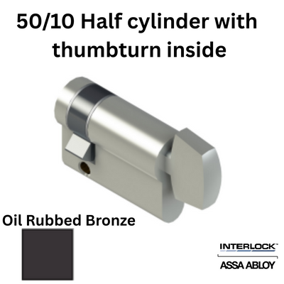 INTERLOCK Euro Profile Cylinder 50/10 Half cylinder with thumbturn inside - Oil Rubbed Bronze