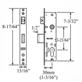 Interlock Induro 30mm Backset 2-Point Mortise Lock Body, Stainless Steel – DL01-6670