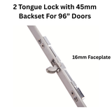 Interlock 2 Tongue Lock with 16mm Faceplate, 45mm Backset For 96” Doors