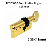 MUL-T-LOCK MTL600 Euro Profile Single Cylinder with Flat Thumb Turn (33x43mm) with Gear