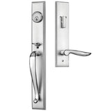 EAGH790MLUS15 Rockwell Premium Carmel Solid Brass Entry Door Handle Set with Dahli Lever in Brushed Nickel Finish for 5-1/2" Double Bore