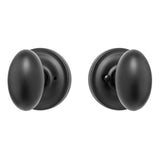 EAH114110B Rockwell Premium Solid Brass Helmsley Oval Knob Privacy Set in Antique Black with Concealed Screws