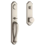 Baldwin Elkhorn Full Plate Keyed Entry Handleset with Interior Rustic Knob and Emergency Egress Function