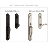 Baldwin Elkhorn Full Plate Keyed Entry Handleset with Interior Rustic Knob and Emergency Egress Function