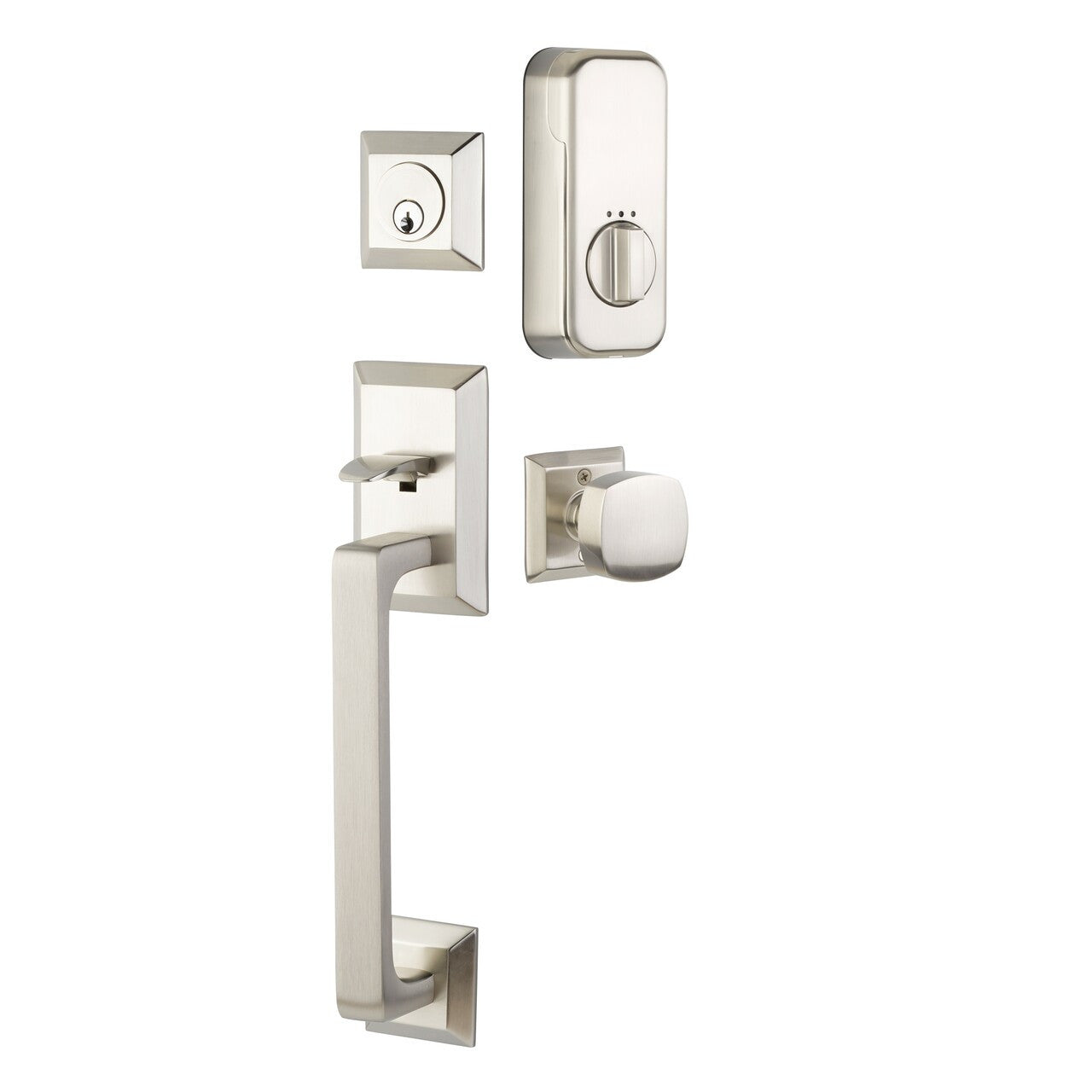 Emtek EMP4716 Transitional Heritage Sectional Single Cylinder Entrance Handleset - Brass Tubular - EMPowered Upgrade