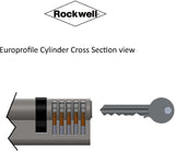 33660003 Rockwell 360 degree Solid Brass Euro profile Cylinder in Brushed Nickel Finish for 1-3/4&quot; Thick Door (63mm)