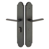 Emtek 1L1A14 Multi Point Lock Trim (Large Multi Point Entry Set) - Sandcast Bronze Plates, Arched Style (3" x 17.5"), Non-Keyed Fixed Handle Outside, Operating Handle Inside (for Semi-Active Door)