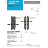 Emtek 1L1A21 Multi Point Lock Trim (Large Multi Point Entry Set) - Sandcast Bronze Plates, Arched Style (3" x 17.5"), Keyed with American Cylinder Hub ABOVE Handle