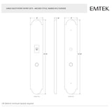 Emtek 1L1A24 Multi Point Lock Trim (Large Multi Point Entry Set) - Sandcast Bronze Plates, Arched Style (3" x 17.5"), Non-Keyed Fixed Handle Outside, Operating Handle Inside (for Semi-Active Door)