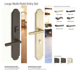 Emtek 1L1A24 Multi Point Lock Trim (Large Multi Point Entry Set) - Sandcast Bronze Plates, Arched Style (3" x 17.5"), Non-Keyed Fixed Handle Outside, Operating Handle Inside (for Semi-Active Door)