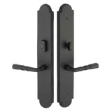 Emtek 1L1A23 Multi Point Lock Trim (Large Multi Point Entry Set) - Sandcast Bronze Plates, Arched Style (3" x 17.5"), Non-Keyed American Style Thumbturn Inside