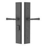 Emtek 1L1M14 Multi Point Lock Trim (Large Multi Point Entry Set) - Brass Plates, Melrose Style (2.9" x 17.5"), Non-Keyed Fixed Handle Outside, Operating Handle Inside (for Semi-Active Door)