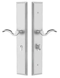 Emtek 1L1M51 Multi Point Lock Trim (Large Multi Point Entry Set) - Brass Plates, Melrose Style (2.9" x 17.5"), Keyed with Euro Cylinder Hub BELOW Handle