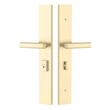 Emtek 1L1R11 Multi Point Lock Trim (Large Multi Point Entry Set) - Brass Plates, Modern Rectangular Style (2.5" x 17.5"), Keyed with American Cylinder Hub BELOW Handle