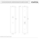 Emtek 1L1R14 Multi Point Lock Trim (Large Multi Point Entry Set) - Brass Plates, Modern Rectangular Style (2.5" x 17.5"), Non-Keyed Fixed Handle Outside, Operating Handle Inside (for Semi-Active Door)