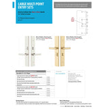 Emtek 1L1R14 Multi Point Lock Trim (Large Multi Point Entry Set) - Brass Plates, Modern Rectangular Style (2.5" x 17.5"), Non-Keyed Fixed Handle Outside, Operating Handle Inside (for Semi-Active Door)