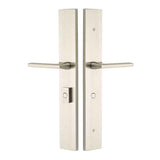 Emtek 1L1R14 Multi Point Lock Trim (Large Multi Point Entry Set) - Brass Plates, Modern Rectangular Style (2.5" x 17.5"), Non-Keyed Fixed Handle Outside, Operating Handle Inside (for Semi-Active Door)