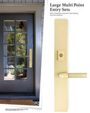 Emtek 1L1R23 Multi Point Lock Trim (Large Multi Point Entry Set) - Brass Plates, Modern Rectangular Style (2.5" x 17.5"), Non-Keyed American Style Thumbturn Inside