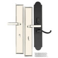 Emtek 1L1R51 Multi Point Lock Trim (Large Multi Point Entry Set) - Brass Plates, Modern Rectangular Style (2.9" x 17.5"), Keyed with Euro Cylinder Hub BELOW Handle