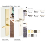 Emtek 1L1R51 Multi Point Lock Trim (Large Multi Point Entry Set) - Brass Plates, Modern Rectangular Style (2.9" x 17.5"), Keyed with Euro Cylinder Hub BELOW Handle