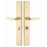 Emtek 1L1R53 Multi Point Lock Trim (Large Multi Point Entry Set) - Brass Plates, Modern Rectangular Style (2.9" x 17.5"), Non-Keyed Euro Style Thumbturn Inside