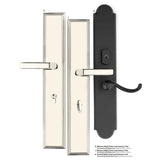 Emtek 1L1R54 Multi Point Lock Trim (Large Multi Point Entry Set) - Brass Plates, Modern Rectangular Style (2.9" x 17.5"), Non-Keyed Fixed Handle Outside, Operating Handle Inside (for Semi-Active Door)