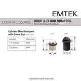 Emtek 2259 1 1/2" Floor Bumper with Dome Cap